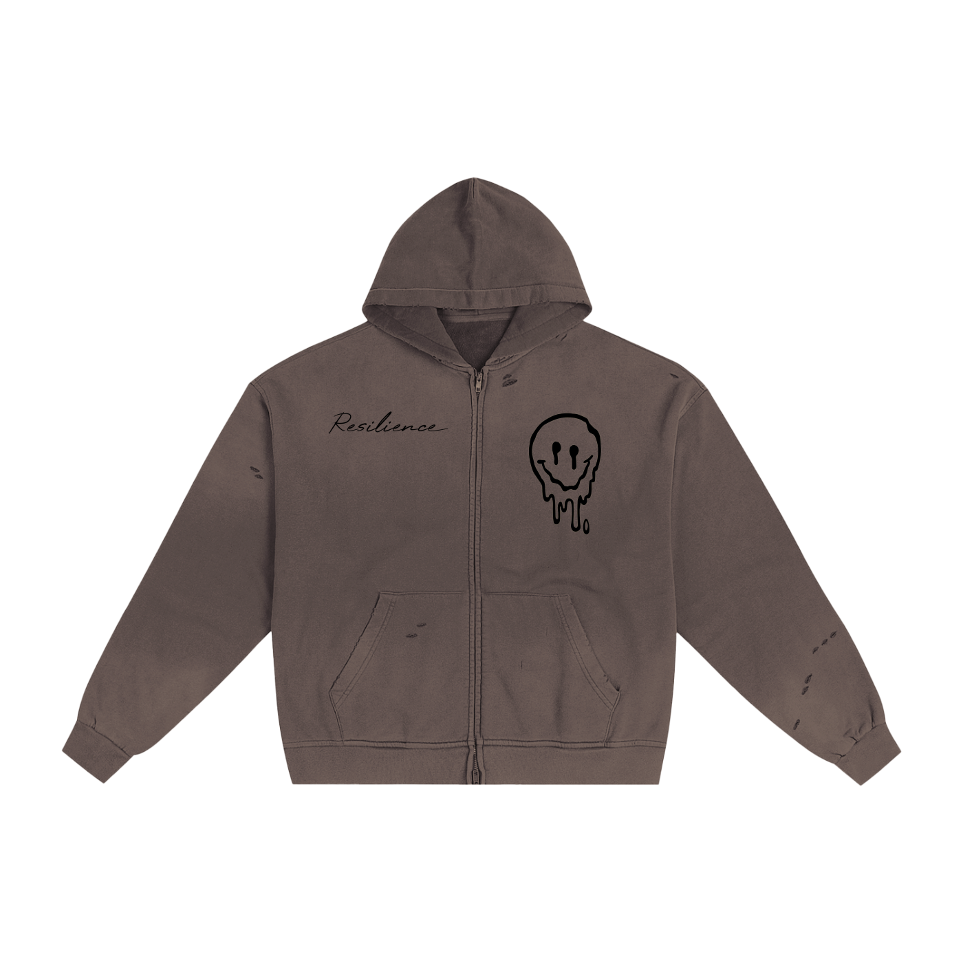 Hand-Frayed Sunfade Zip Hoodie
